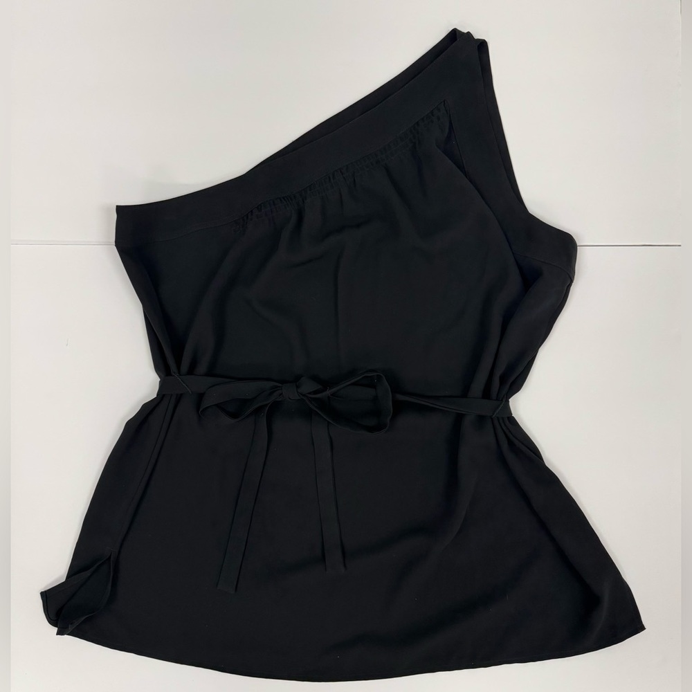 Chico's Black Label One Shoulder Tunic Belted Lightweight Top Size 2 Large/12